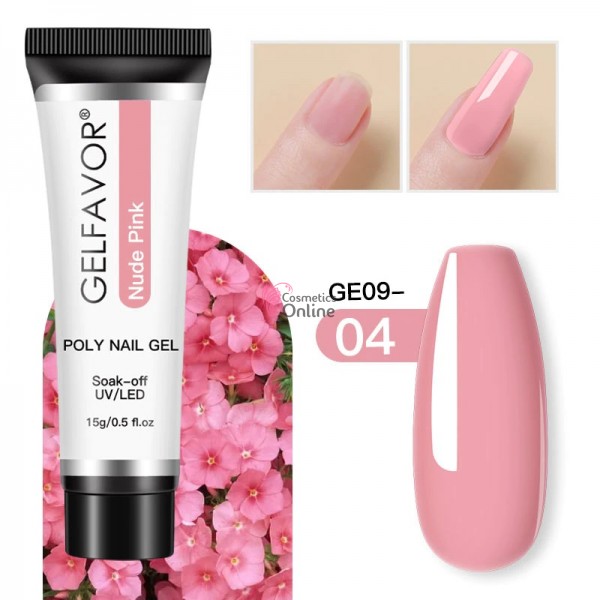 PolyGel UV /LED pentru unghii false GELFAVOR Gel For Nail Extension de 15 ml - GE0904 Nude Pink